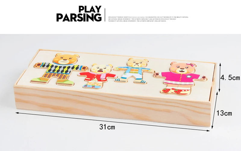 Puzzle Bois Habillage Animaux