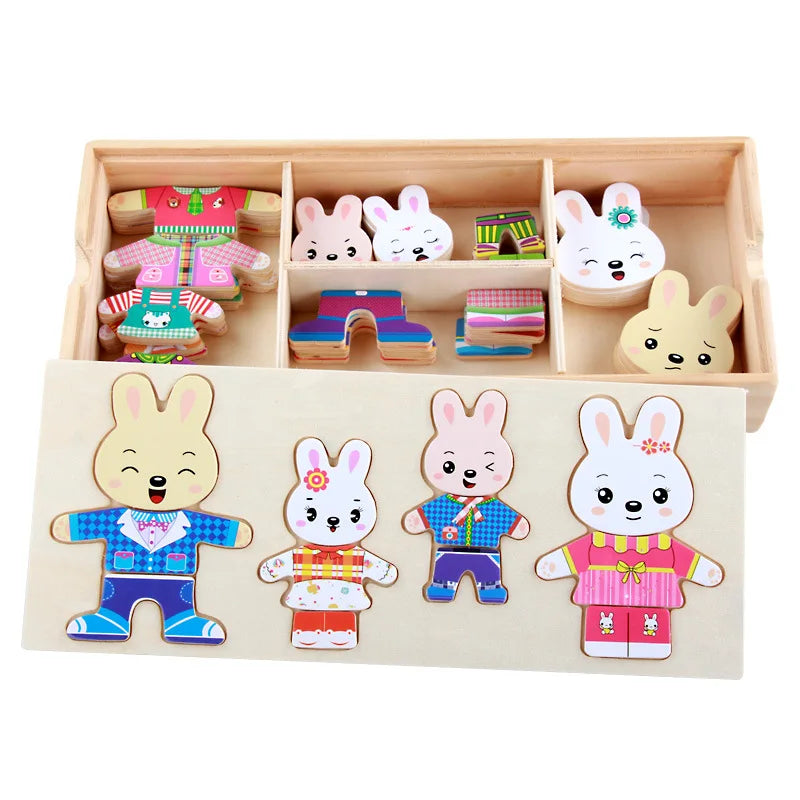 Puzzle Bois Habillage Animaux