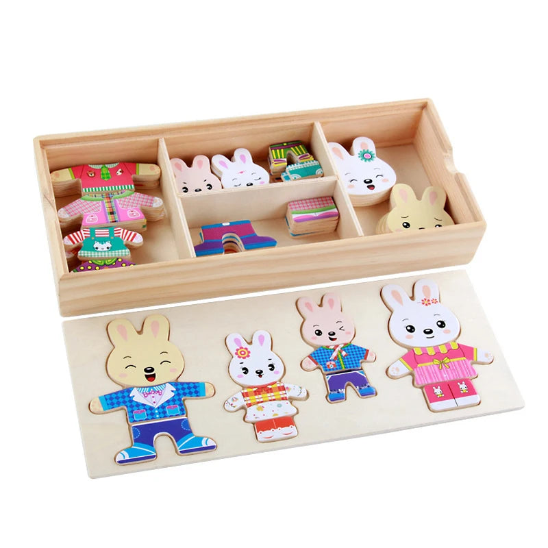 Puzzle Bois Habillage Animaux