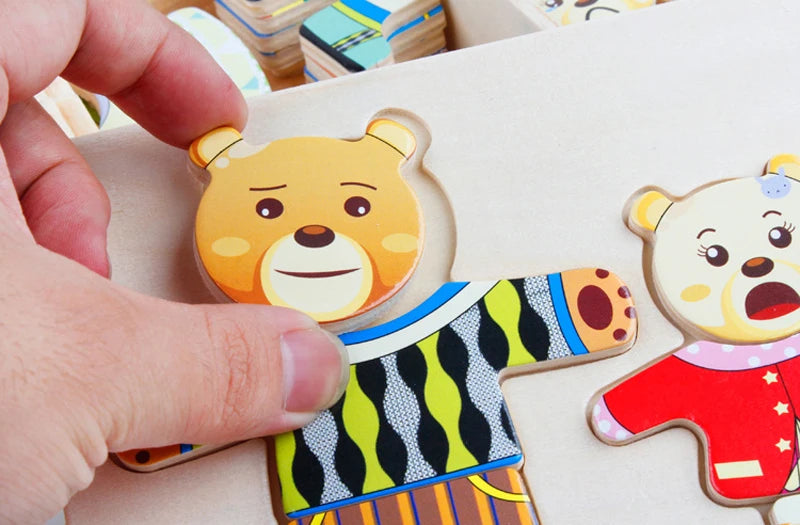 Puzzle Bois Habillage Animaux