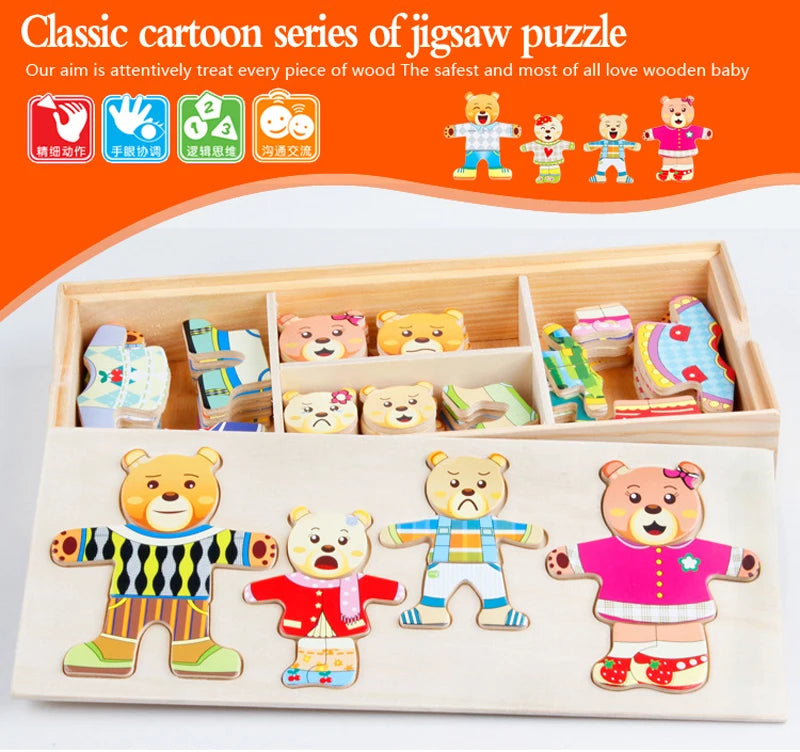 Puzzle Bois Habillage Animaux