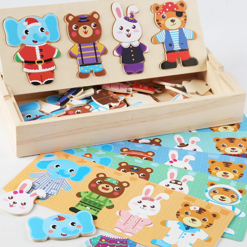 Puzzle Bois Habillage Animaux