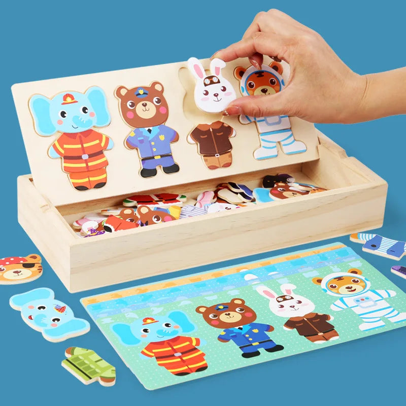 Puzzle Bois Habillage Animaux