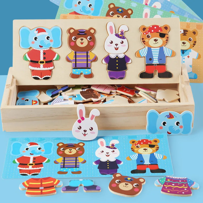Puzzle Bois Habillage Animaux