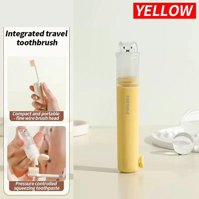 2-en-1 Brosse à Dents Pliable + Rangement Dentifrice
