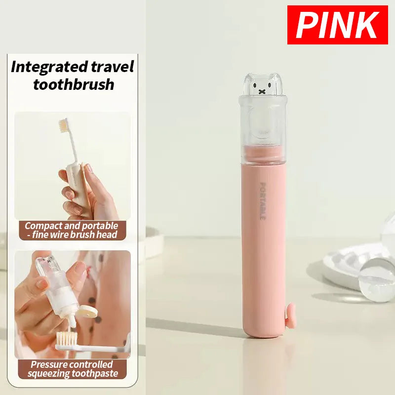 2-en-1 Brosse à Dents Pliable + Rangement Dentifrice