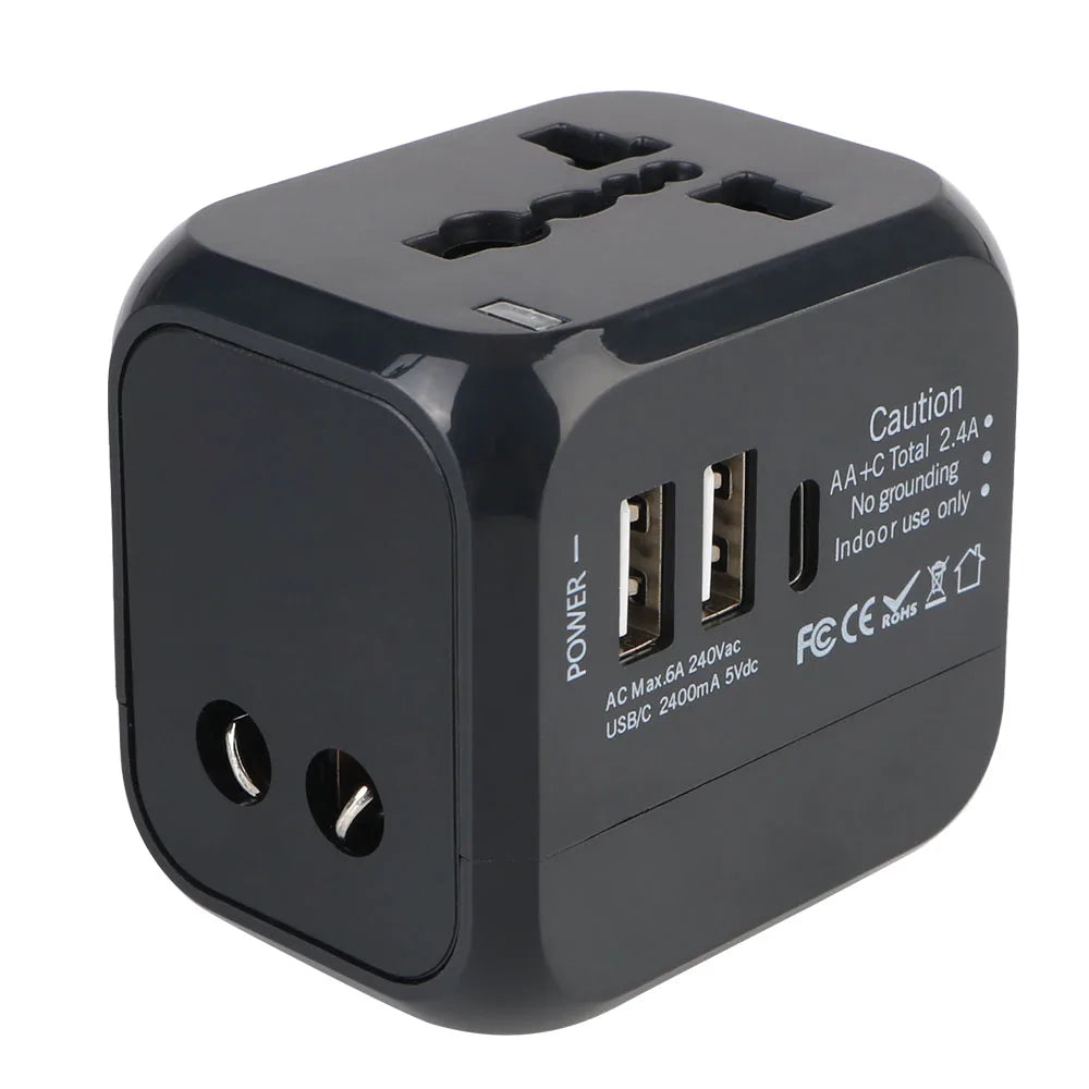 Pas sans moi ! Adaptateur voyage universel – Prises US EU UK AU + 2 USB & 1 USB-C