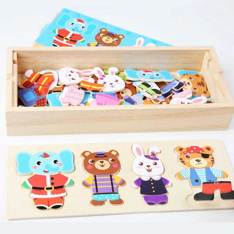 Puzzle Bois Habillage Animaux