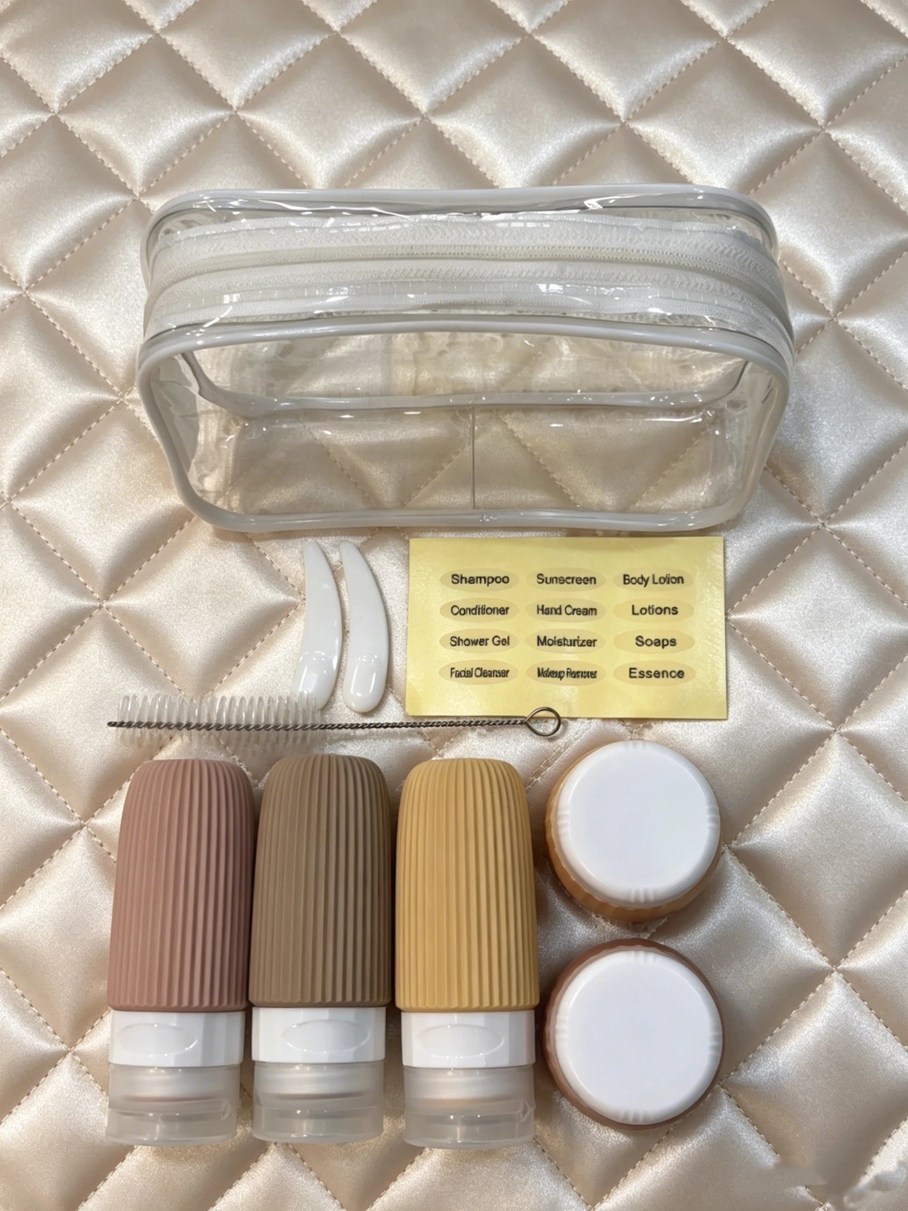Clean ! Kit 10 Flacons Silicone Voyage Anti-fuite | 60ml & 30ml + Pochette