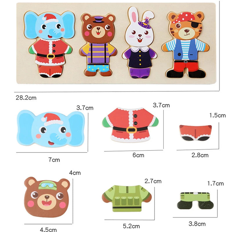 Puzzle Bois Habillage Animaux