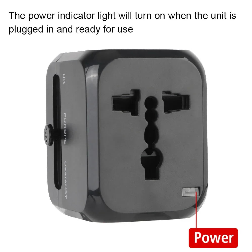 Pas sans moi ! Adaptateur voyage universel – Prises US EU UK AU + 2 USB & 1 USB-C
