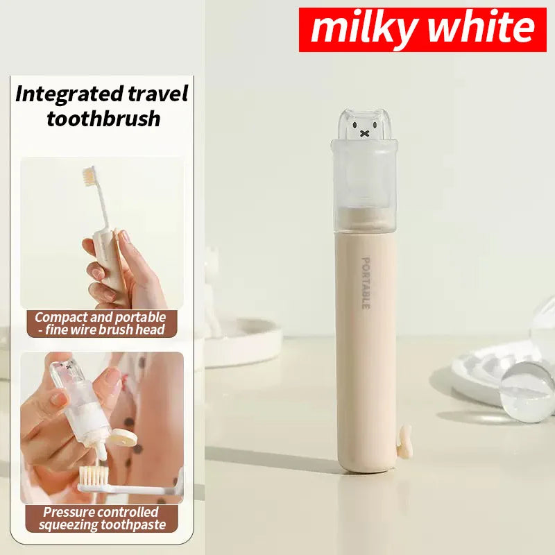 2-en-1 Brosse à Dents Pliable + Rangement Dentifrice