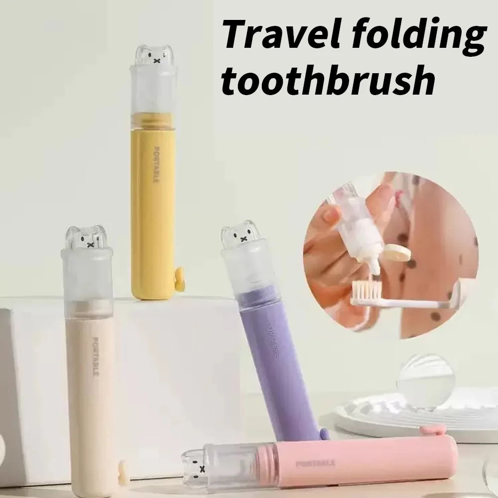 2-en-1 Brosse à Dents Pliable + Rangement Dentifrice